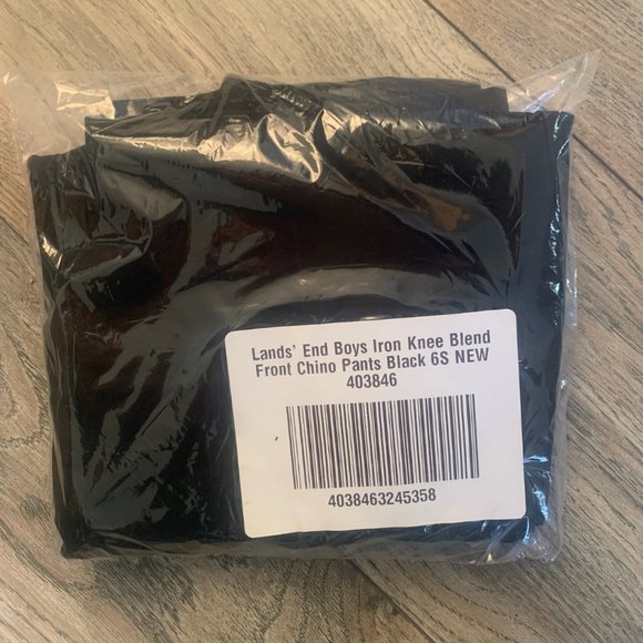 NWT LANDS' END BOYS IRON KNEE BLEND PLAIN FRONT CHINO PANTS BLACK - Picture 15 of 16